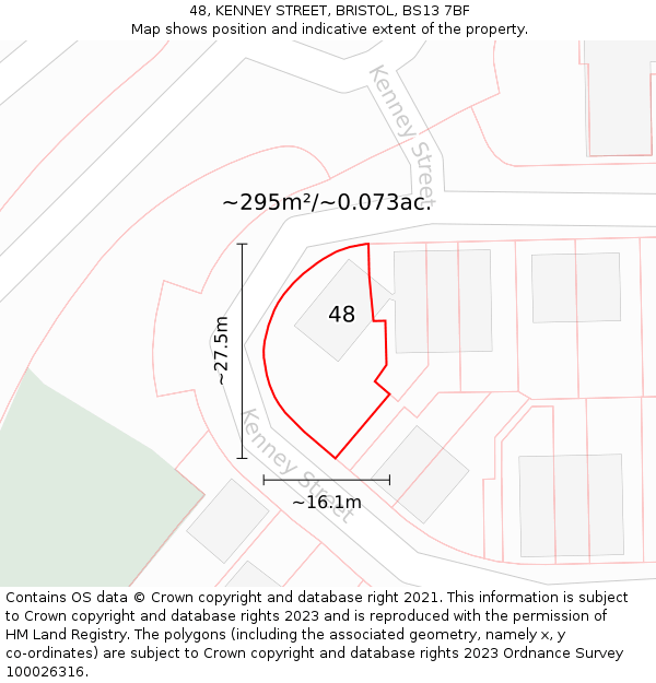 48, KENNEY STREET, BRISTOL, BS13 7BF: Plot and title map