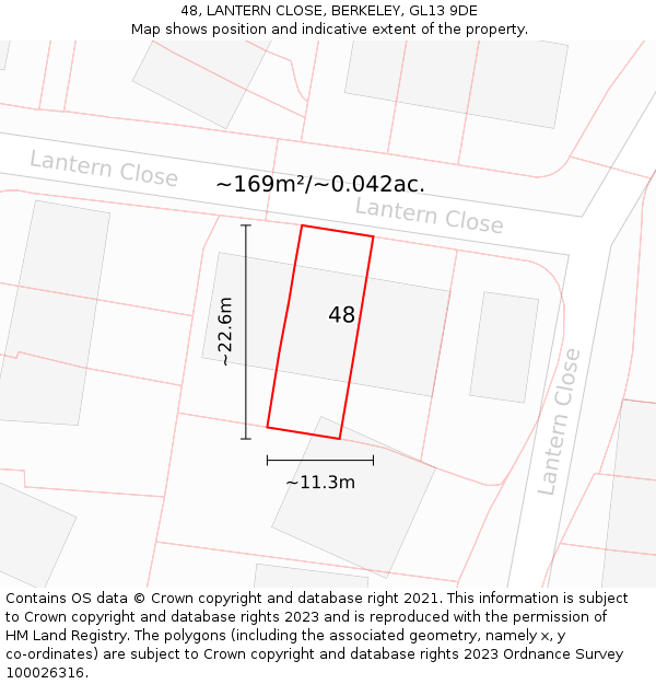 48, LANTERN CLOSE, BERKELEY, GL13 9DE: Plot and title map