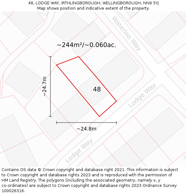 48, LODGE WAY, IRTHLINGBOROUGH, WELLINGBOROUGH, NN9 5YJ: Plot and title map