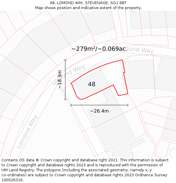 48, LOMOND WAY, STEVENAGE, SG1 6BT: Plot and title map