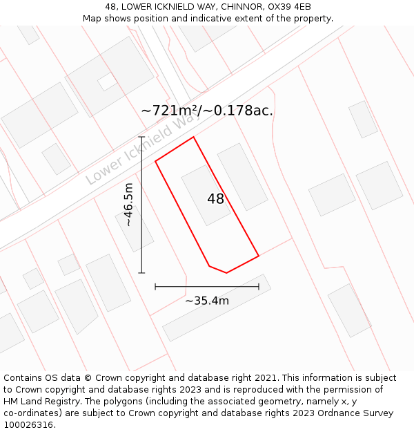 48, LOWER ICKNIELD WAY, CHINNOR, OX39 4EB: Plot and title map