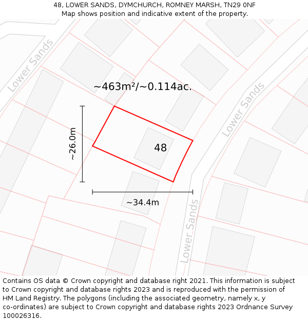 48, LOWER SANDS, DYMCHURCH, ROMNEY MARSH, TN29 0NF: Plot and title map