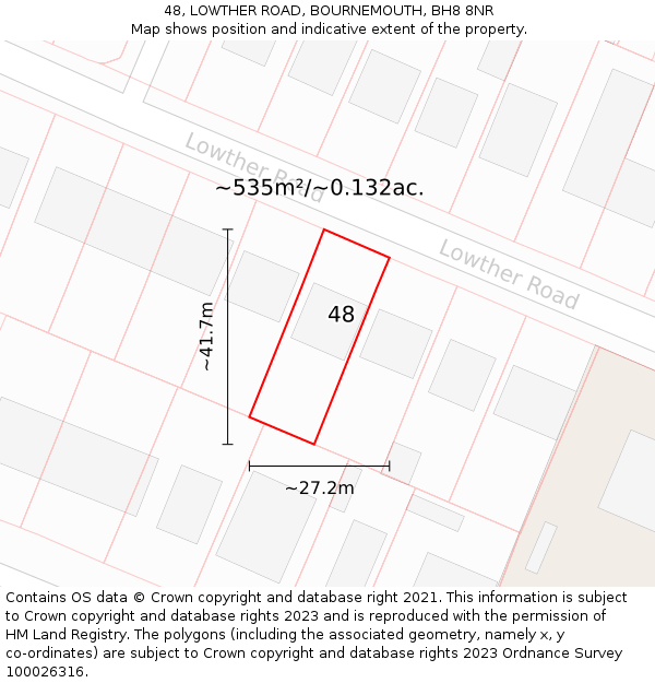 48, LOWTHER ROAD, BOURNEMOUTH, BH8 8NR: Plot and title map