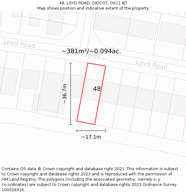 48, LOYD ROAD, DIDCOT, OX11 8JT: Plot and title map