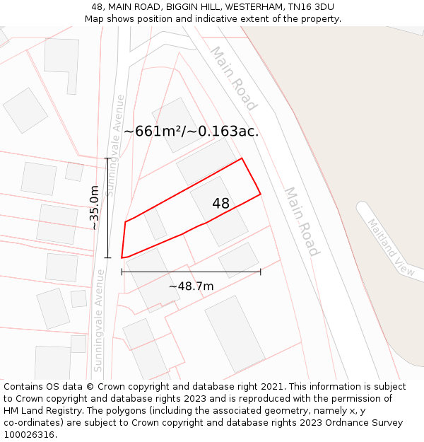 48, MAIN ROAD, BIGGIN HILL, WESTERHAM, TN16 3DU: Plot and title map