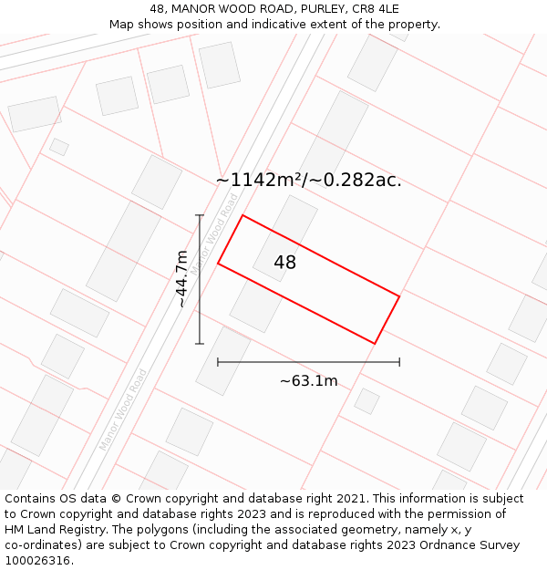 48, MANOR WOOD ROAD, PURLEY, CR8 4LE: Plot and title map