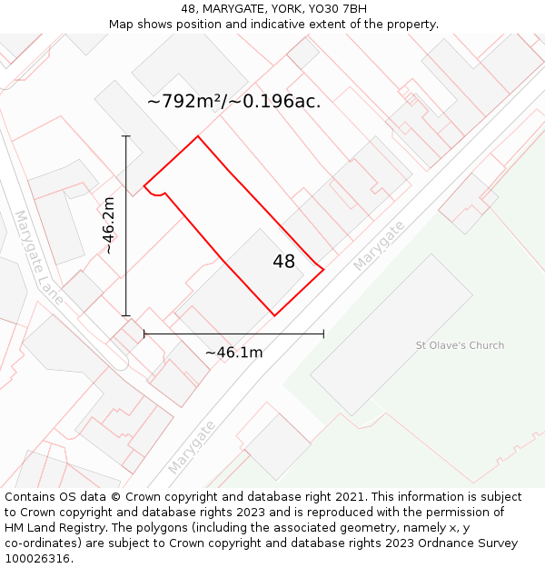 48, MARYGATE, YORK, YO30 7BH: Plot and title map