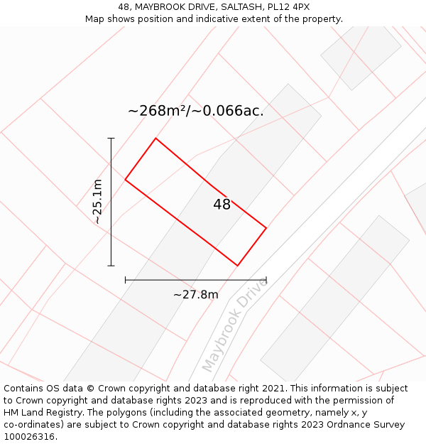 48, MAYBROOK DRIVE, SALTASH, PL12 4PX: Plot and title map