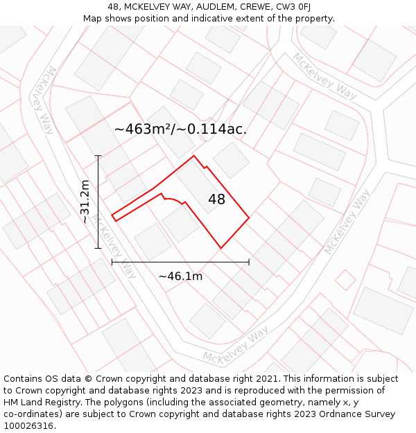 48, MCKELVEY WAY, AUDLEM, CREWE, CW3 0FJ: Plot and title map