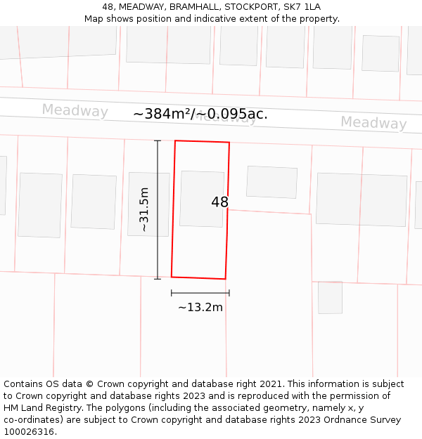 48, MEADWAY, BRAMHALL, STOCKPORT, SK7 1LA: Plot and title map