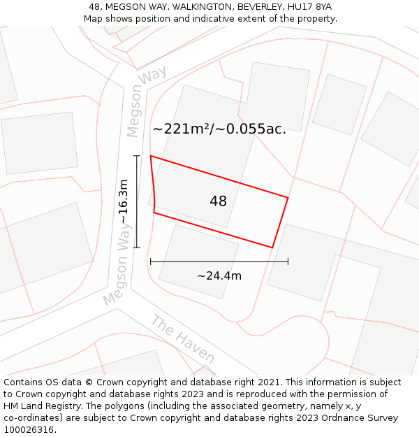 48, MEGSON WAY, WALKINGTON, BEVERLEY, HU17 8YA: Plot and title map