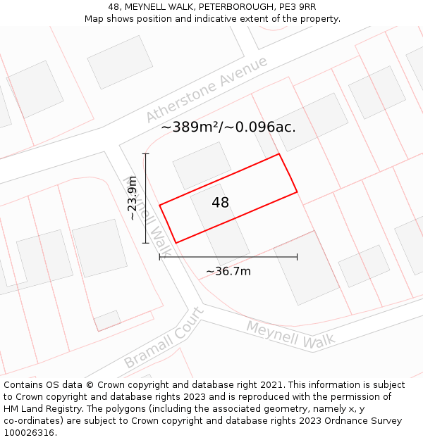 48, MEYNELL WALK, PETERBOROUGH, PE3 9RR: Plot and title map