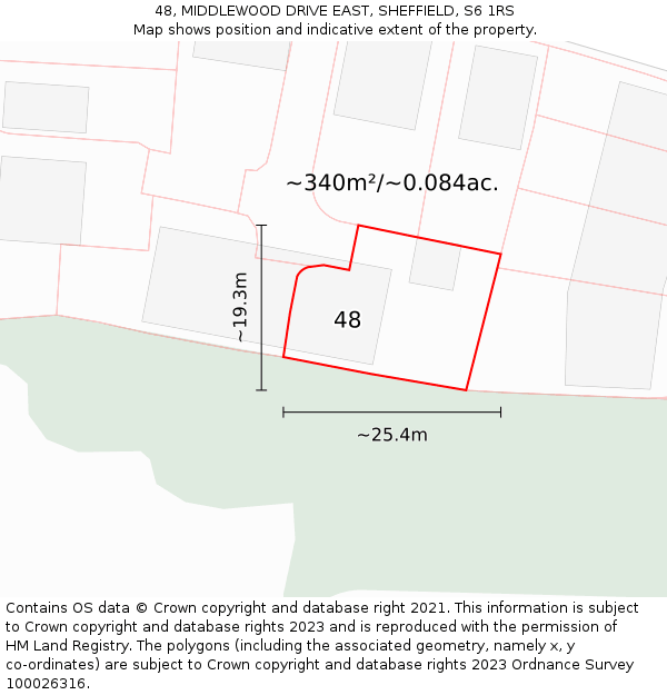 48, MIDDLEWOOD DRIVE EAST, SHEFFIELD, S6 1RS: Plot and title map