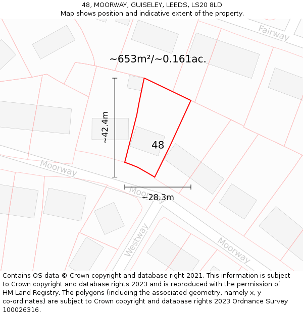 48, MOORWAY, GUISELEY, LEEDS, LS20 8LD: Plot and title map