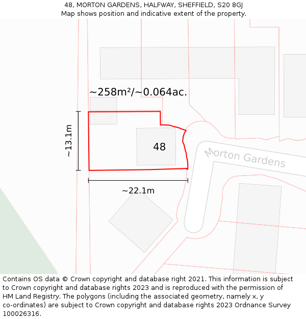 48, MORTON GARDENS, HALFWAY, SHEFFIELD, S20 8GJ: Plot and title map