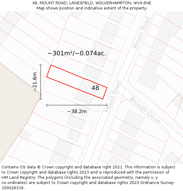 48, MOUNT ROAD, LANESFIELD, WOLVERHAMPTON, WV4 6NE: Plot and title map