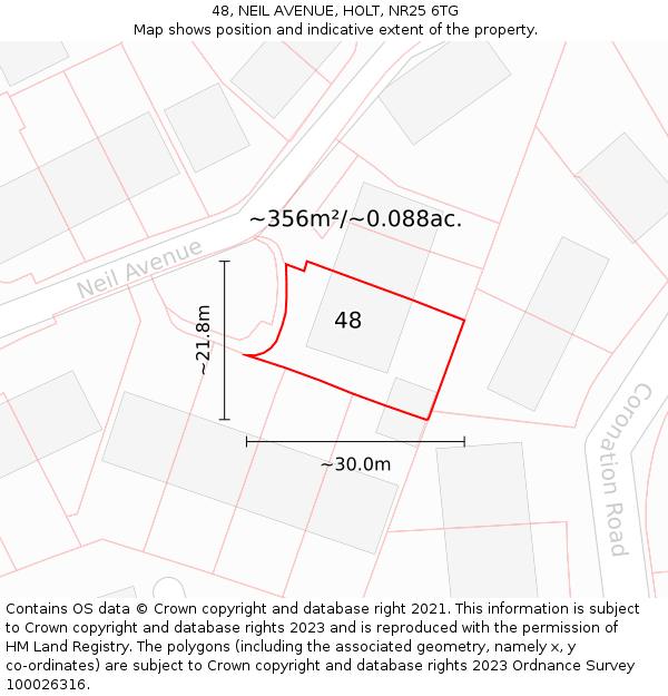 48, NEIL AVENUE, HOLT, NR25 6TG: Plot and title map