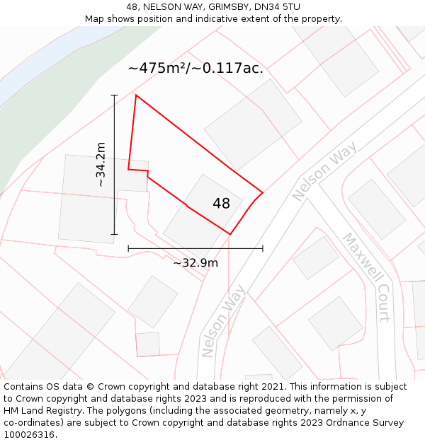 48, NELSON WAY, GRIMSBY, DN34 5TU: Plot and title map