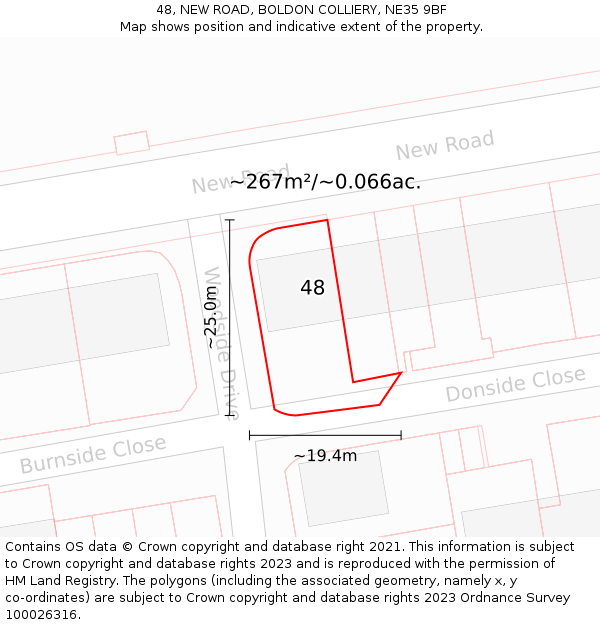 48, NEW ROAD, BOLDON COLLIERY, NE35 9BF: Plot and title map