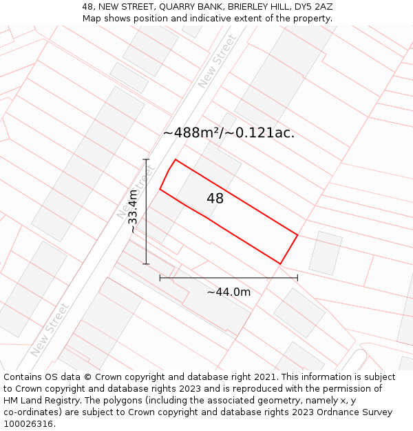 48, NEW STREET, QUARRY BANK, BRIERLEY HILL, DY5 2AZ: Plot and title map