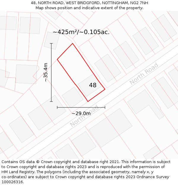 48, NORTH ROAD, WEST BRIDGFORD, NOTTINGHAM, NG2 7NH: Plot and title map