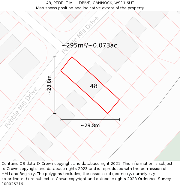 48, PEBBLE MILL DRIVE, CANNOCK, WS11 6UT: Plot and title map