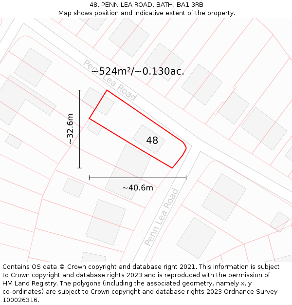 48, PENN LEA ROAD, BATH, BA1 3RB: Plot and title map