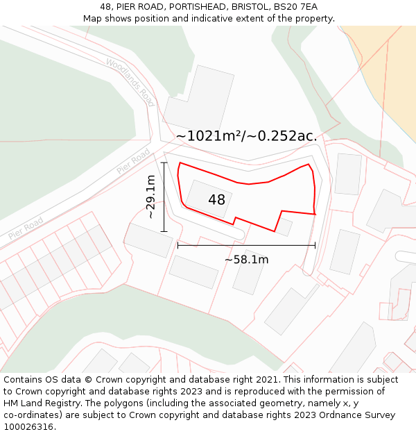 48, PIER ROAD, PORTISHEAD, BRISTOL, BS20 7EA: Plot and title map