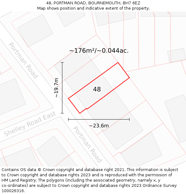 48, PORTMAN ROAD, BOURNEMOUTH, BH7 6EZ: Plot and title map