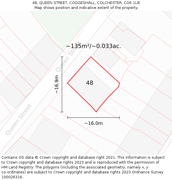 48, QUEEN STREET, COGGESHALL, COLCHESTER, CO6 1UE: Plot and title map