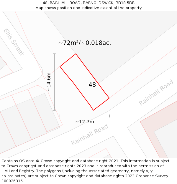 48, RAINHALL ROAD, BARNOLDSWICK, BB18 5DR: Plot and title map