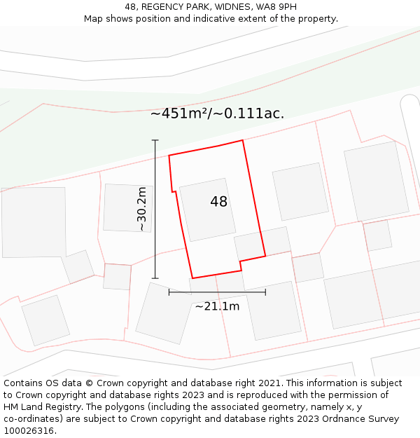 48, REGENCY PARK, WIDNES, WA8 9PH: Plot and title map