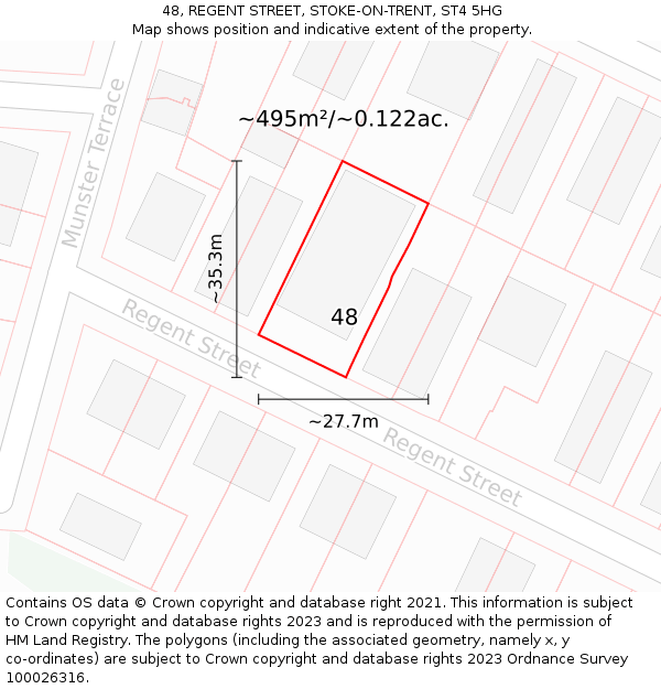 48, REGENT STREET, STOKE-ON-TRENT, ST4 5HG: Plot and title map