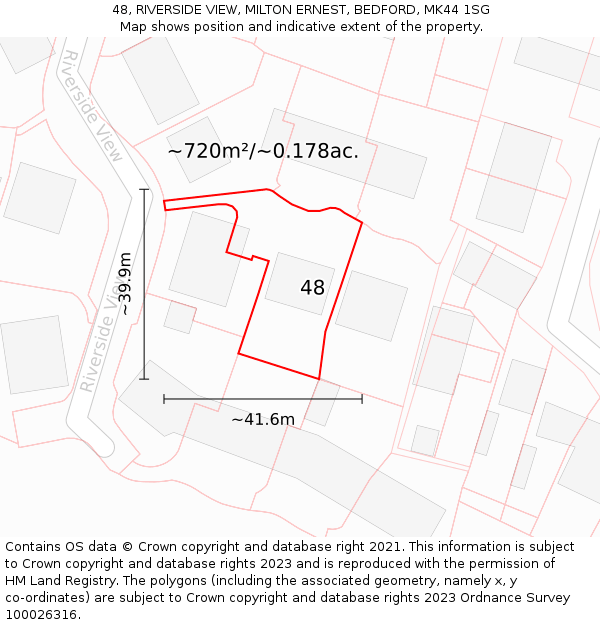 48, RIVERSIDE VIEW, MILTON ERNEST, BEDFORD, MK44 1SG: Plot and title map