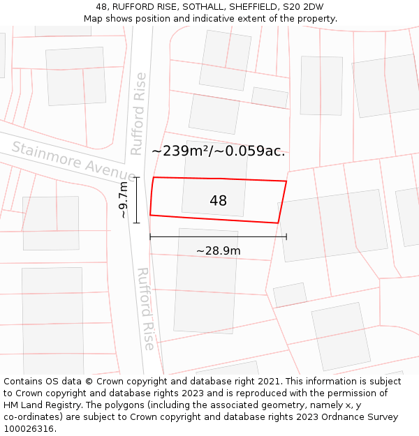 48, RUFFORD RISE, SOTHALL, SHEFFIELD, S20 2DW: Plot and title map