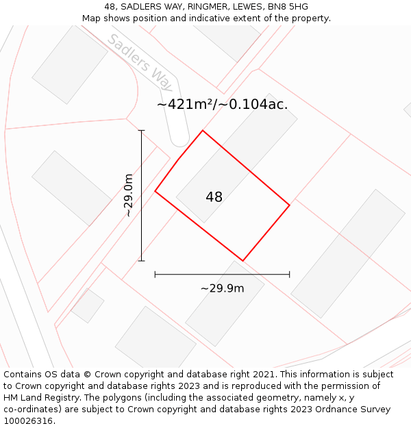 48, SADLERS WAY, RINGMER, LEWES, BN8 5HG: Plot and title map