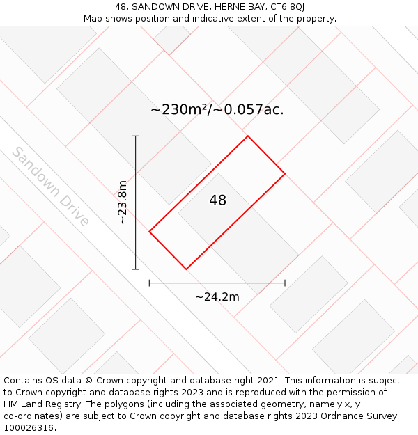 48, SANDOWN DRIVE, HERNE BAY, CT6 8QJ: Plot and title map