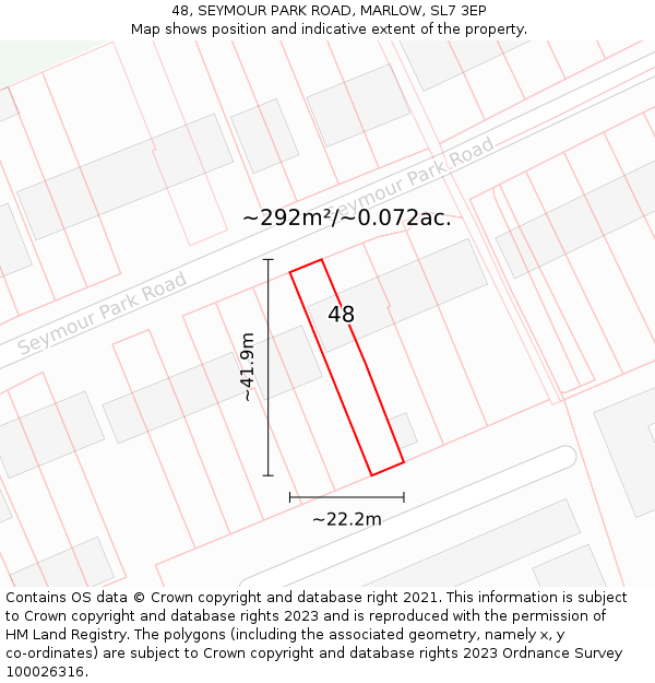 48, SEYMOUR PARK ROAD, MARLOW, SL7 3EP: Plot and title map