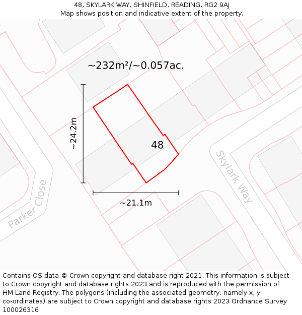 48, SKYLARK WAY, SHINFIELD, READING, RG2 9AJ: Plot and title map