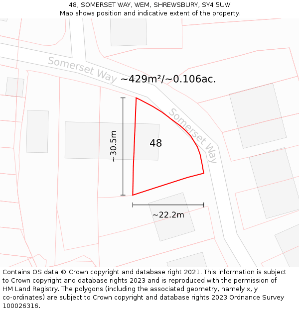 48, SOMERSET WAY, WEM, SHREWSBURY, SY4 5UW: Plot and title map