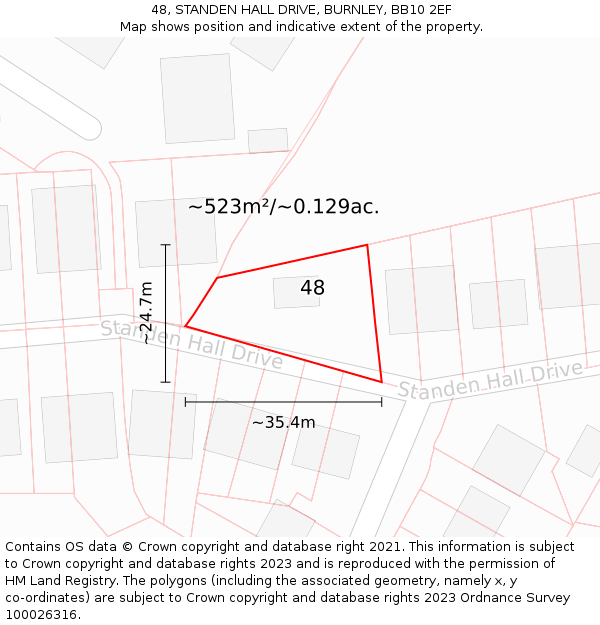 48, STANDEN HALL DRIVE, BURNLEY, BB10 2EF: Plot and title map