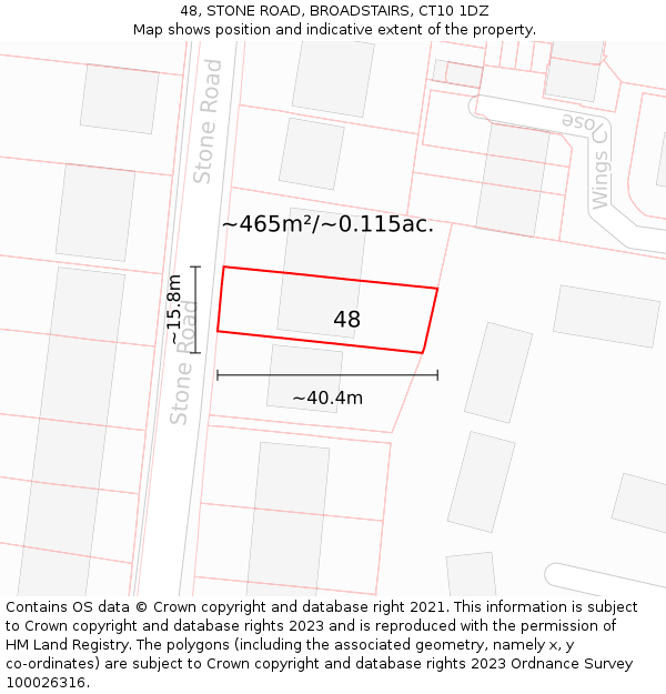 48, STONE ROAD, BROADSTAIRS, CT10 1DZ: Plot and title map