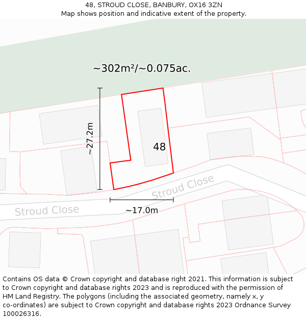 48, STROUD CLOSE, BANBURY, OX16 3ZN: Plot and title map