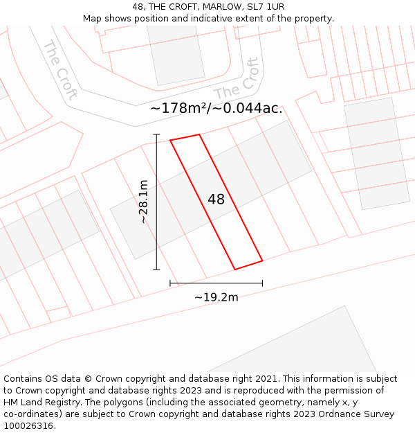 48, THE CROFT, MARLOW, SL7 1UR: Plot and title map