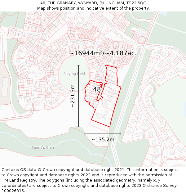 48, THE GRANARY, WYNYARD, BILLINGHAM, TS22 5QG: Plot and title map