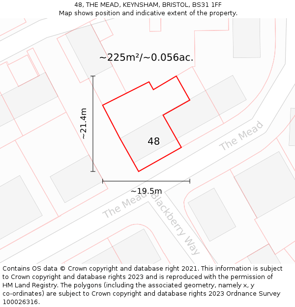 48, THE MEAD, KEYNSHAM, BRISTOL, BS31 1FF: Plot and title map