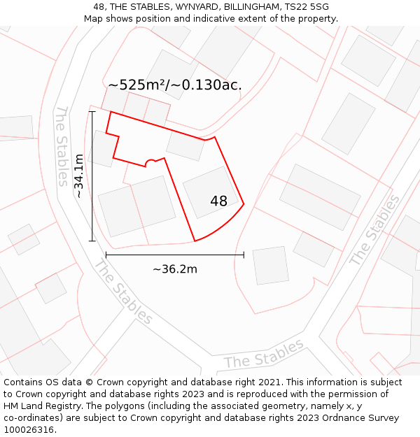 48, THE STABLES, WYNYARD, BILLINGHAM, TS22 5SG: Plot and title map