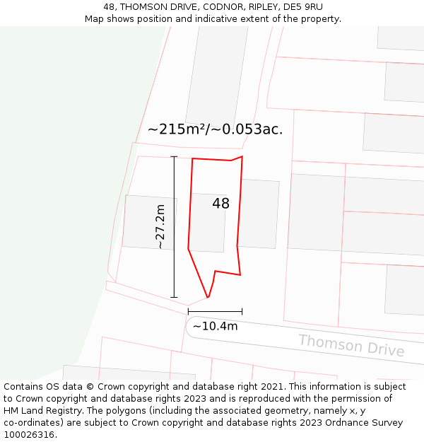 48, THOMSON DRIVE, CODNOR, RIPLEY, DE5 9RU: Plot and title map