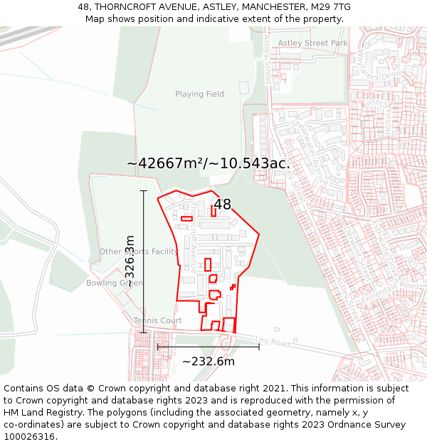 48, THORNCROFT AVENUE, ASTLEY, MANCHESTER, M29 7TG: Plot and title map