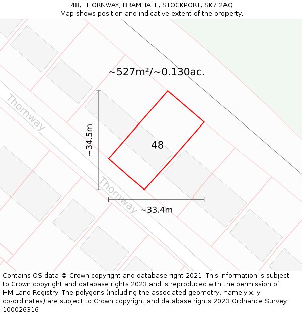 48, THORNWAY, BRAMHALL, STOCKPORT, SK7 2AQ: Plot and title map